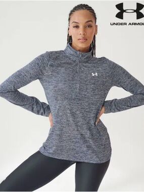 Under Armour Women's Heather Charcoal Quarter-Zip Pullover